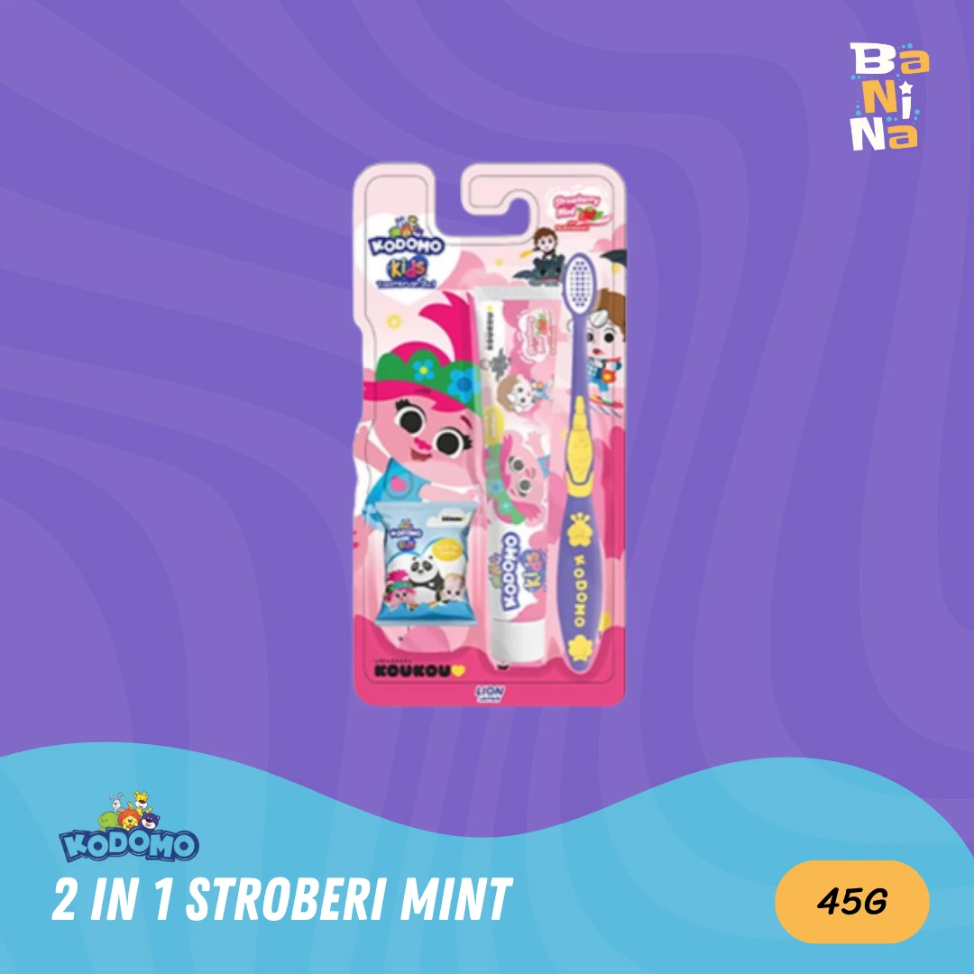 Kodomo Kids Toothbrush & Toothpaste Strawberry mint