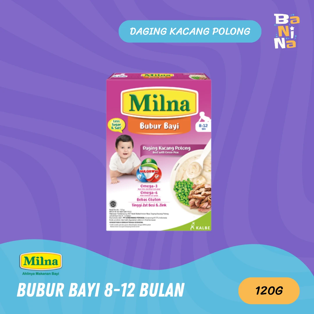 [Stock Malayu] Milna Bubur 8+ Daging Kacang Polong 100g