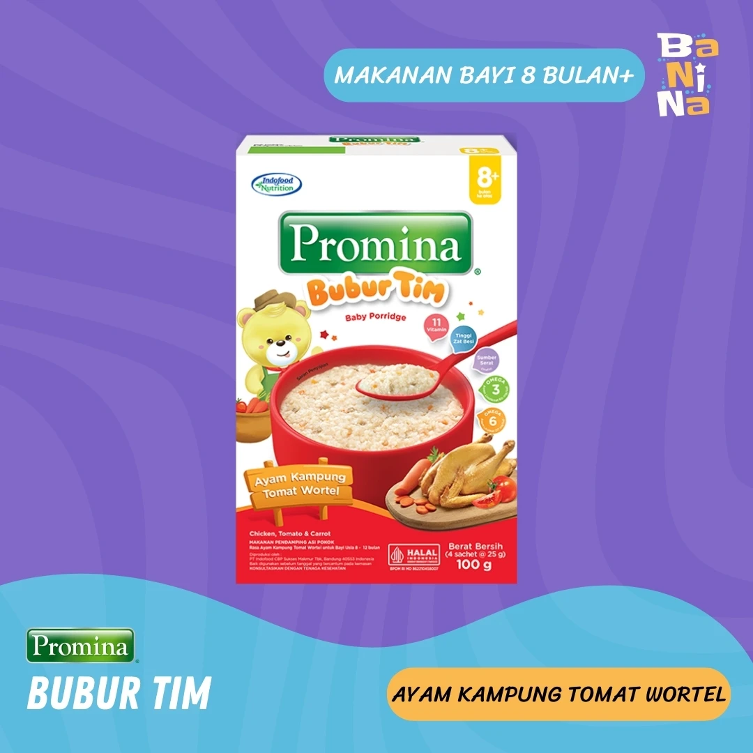 [Stock Malayu] Promina Bubur tim 8+ Ayam kampung tomat wortel 100gr