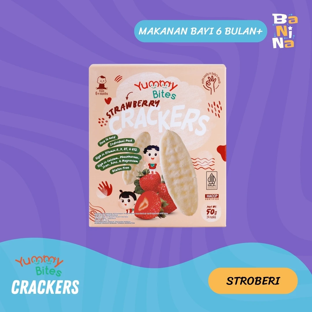 [Stock Malayu] Yummy Bites Crackers Stroberi 50g