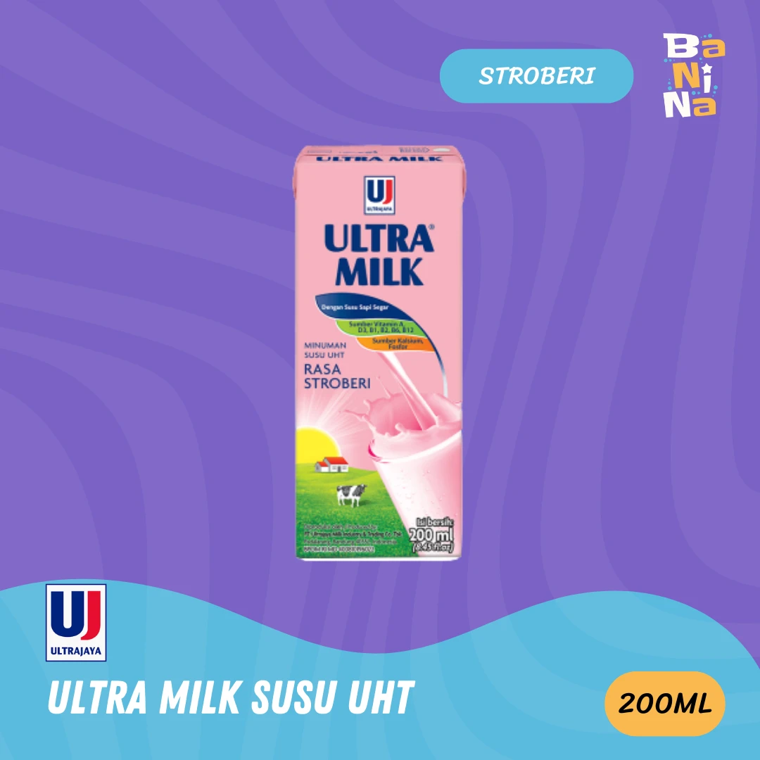 Ultra Milk Susu UHT Stroberi 200ml