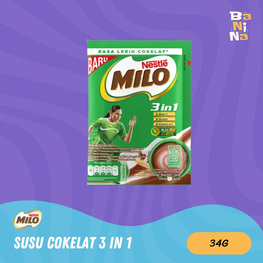 [Harga Grosir] Milo Susu 3 in 1 Sachet 34g