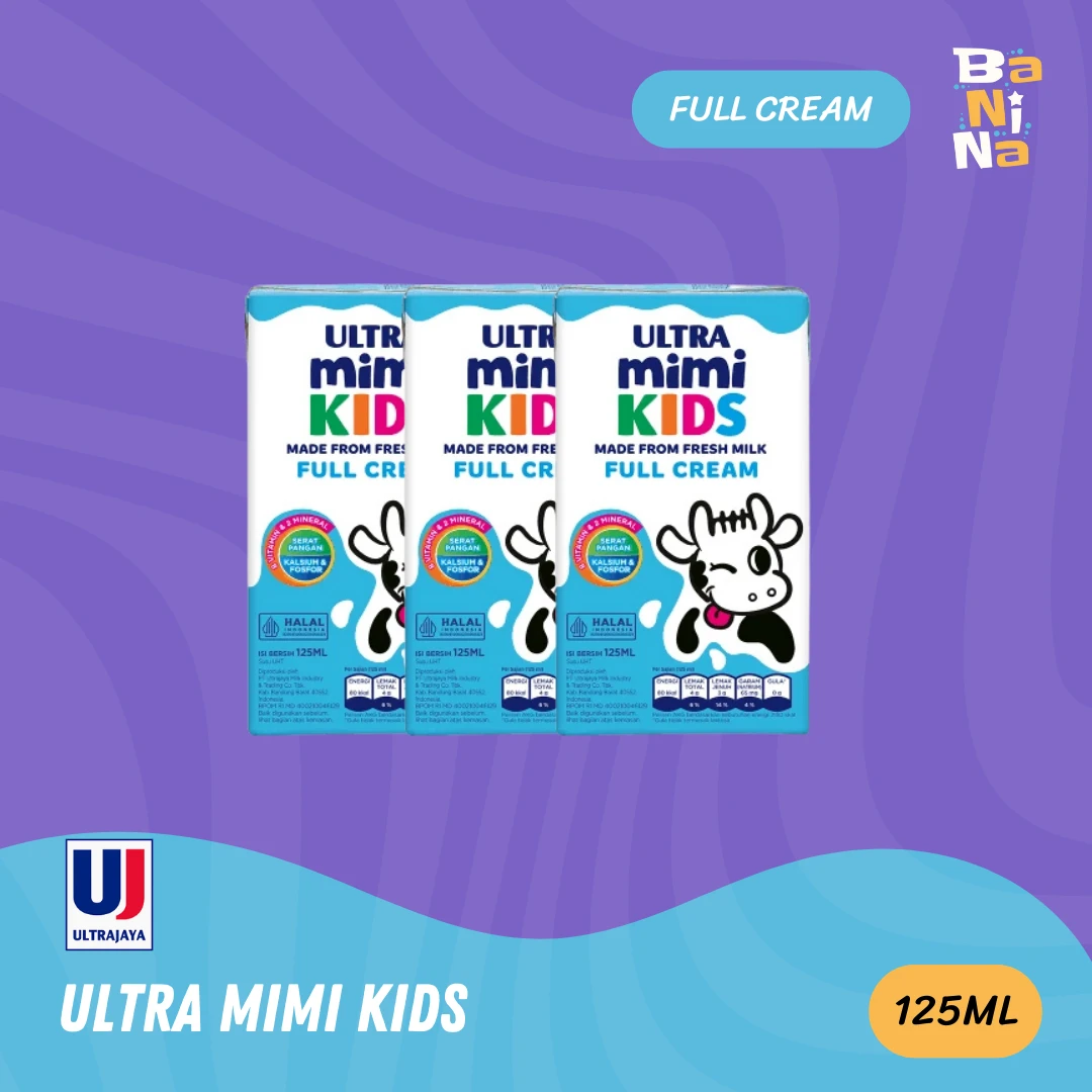 Ultra Mimi Kids Susu UHT Full Cream 125ml x 3 Pcs