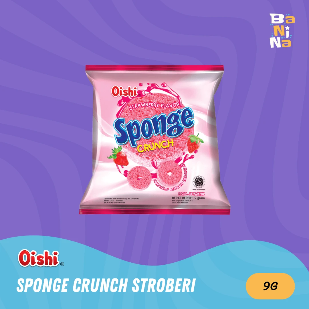 [Harga Grosir] Oishi Sponge Crunch Stroberi 9g